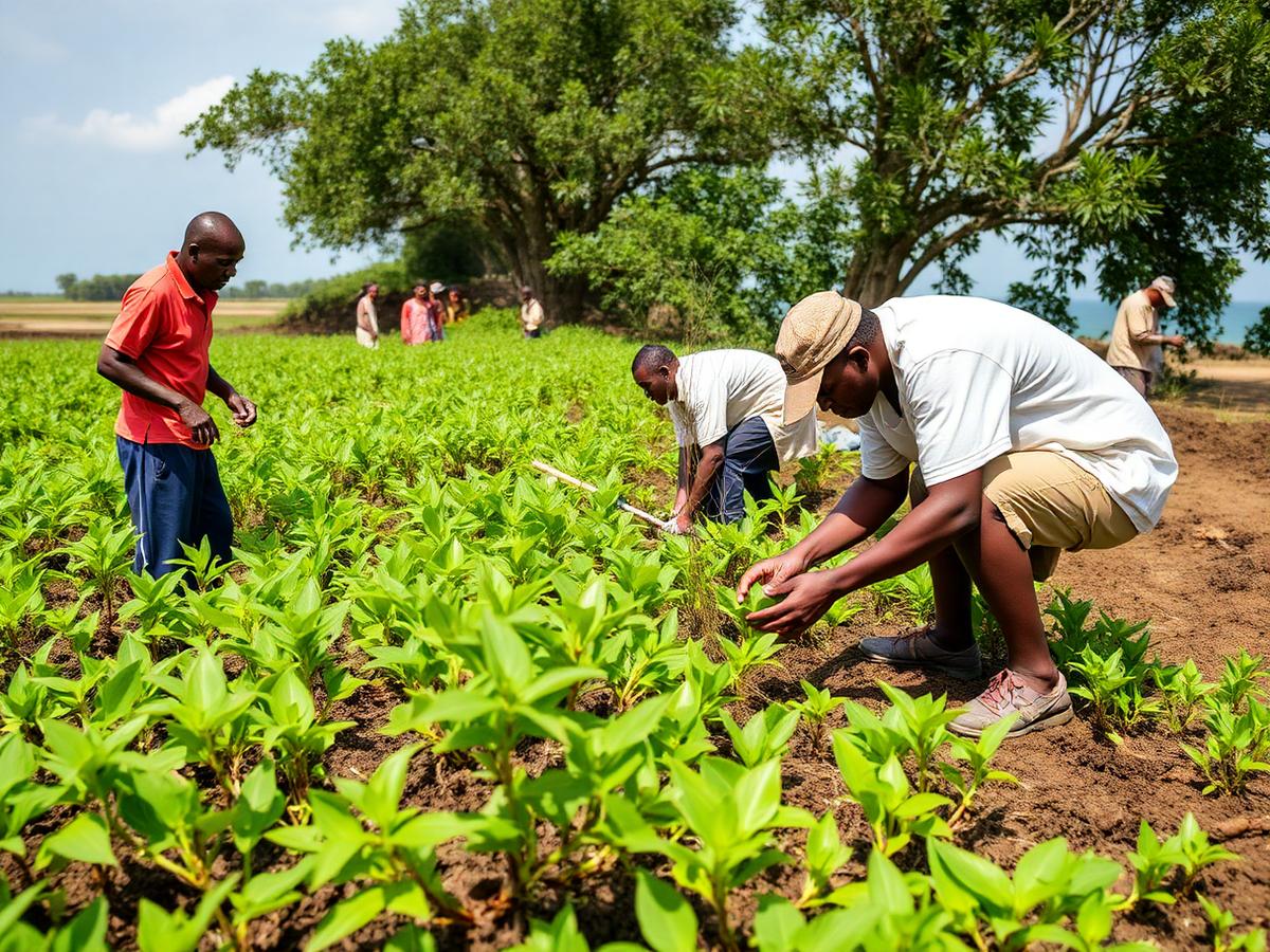 Community members planting seedlings during a landscape restoration project